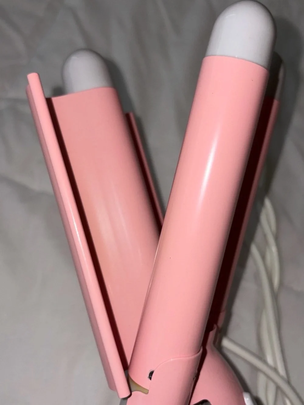 Pink Triple-Barrel Hair Waver with White Handle